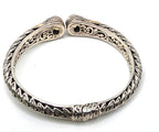 925 Sterling Silver Gold Accent Golden Gemstone Hinged Cuff Bracelet 35.7g