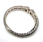 925 Sterling Silver Gold Accent Golden Gemstone Hinged Cuff Bracelet 35.7g