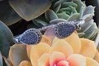 925 Sterling Silver Black Druzy Style Double Pear Cuff Bracelet