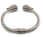 925 Sterling Silver Black Druzy Style Double Pear Cuff Bracelet