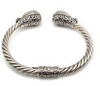 925 Sterling Silver Black Druzy Style Double Pear Cuff Bracelet