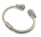 925 Sterling Silver Black Druzy Style Double Pear Cuff Bracelet