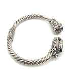 925 Sterling Silver Black Druzy Style Double Pear Cuff Bracelet
