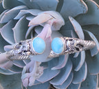 SARDA Sterling Silver 18K Gold Blue Stone Mermaid Cuff Bracelet