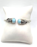 SARDA Sterling Silver 18K Gold Blue Stone Mermaid Cuff Bracelet