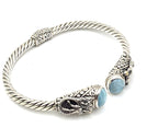 SARDA Sterling Silver 18K Gold Blue Stone Mermaid Cuff Bracelet