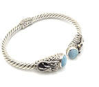 SARDA Sterling Silver 18K Gold Blue Stone Mermaid Cuff Bracelet