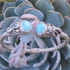 SARDA Sterling Silver 18K Gold Blue Stone Mermaid Cuff Bracelet