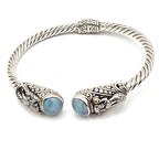 SARDA Sterling Silver 18K Gold Blue Stone Mermaid Cuff Bracelet