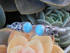 SARDA Sterling Silver 18K Gold Blue Stone Mermaid Cuff Bracelet