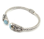 SARDA Sterling Silver 18K Gold Blue Stone Mermaid Cuff Bracelet