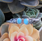 SARDA Sterling Silver 18K Gold Blue Stone Mermaid Cuff Bracelet