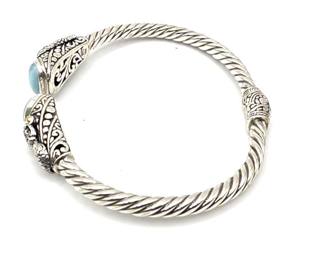 SARDA Sterling Silver 18K Gold Blue Stone Mermaid Cuff Bracelet