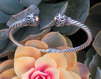 Sterling Silver & Gold Accent Cable Cuff Bracelet