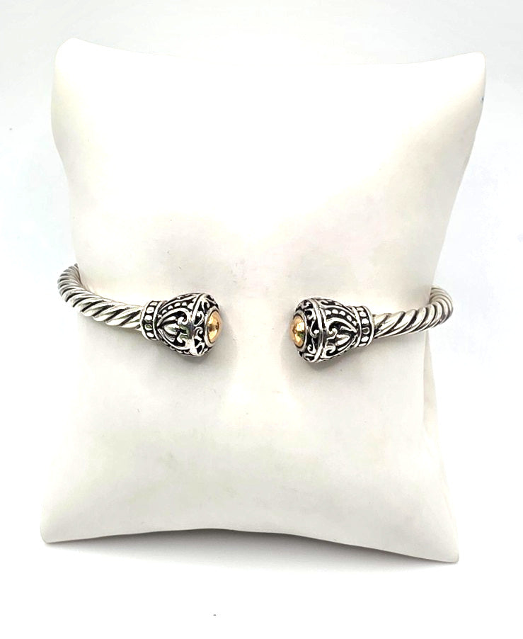 Sterling Silver & Gold Accent Cable Cuff Bracelet