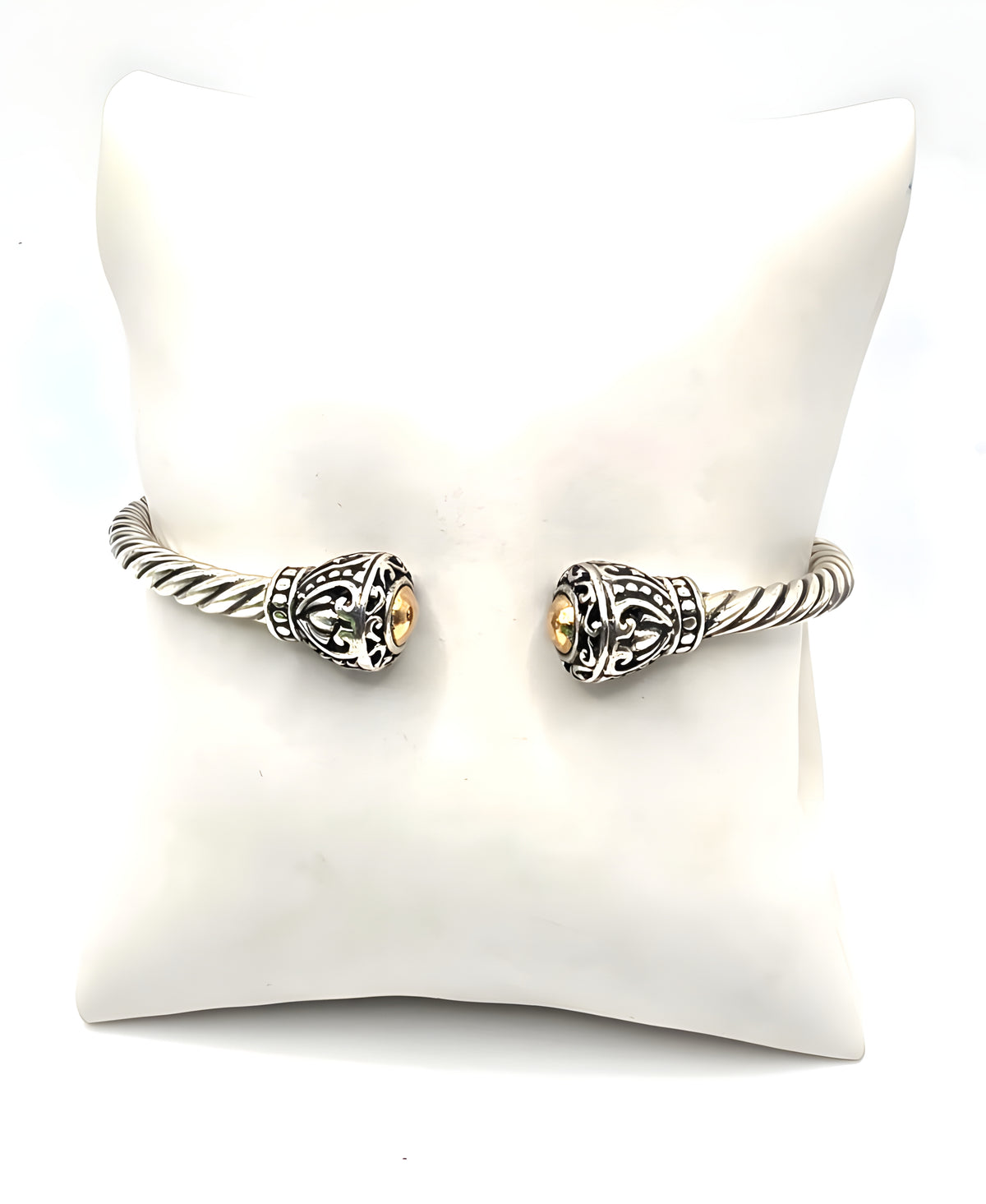 Sterling Silver & Gold Accent Cable Cuff Bracelet