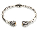 Sterling Silver & Gold Accent Cable Cuff Bracelet