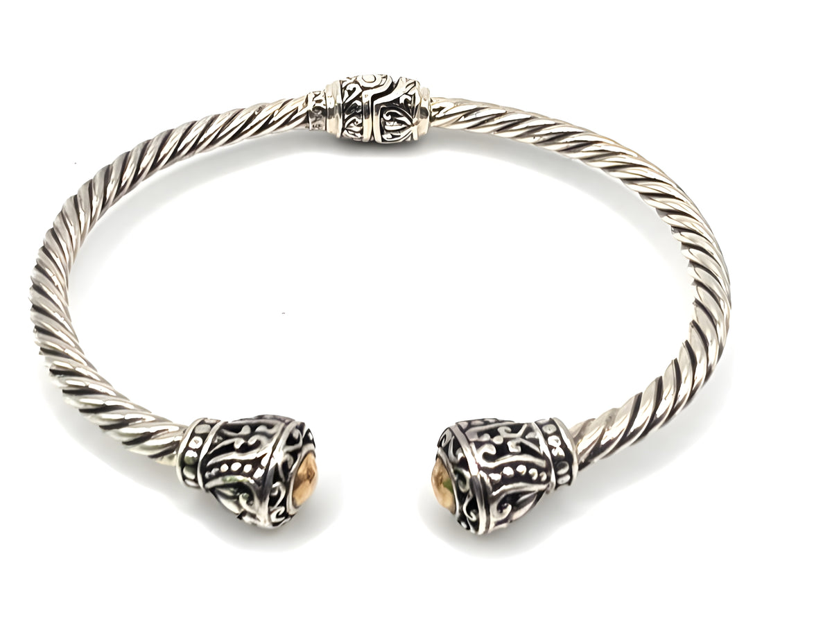 Sterling Silver & Gold Accent Cable Cuff Bracelet