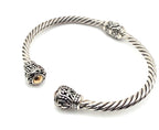 Sterling Silver & Gold Accent Cable Cuff Bracelet