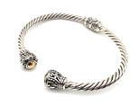 Sterling Silver & Gold Accent Cable Cuff Bracelet