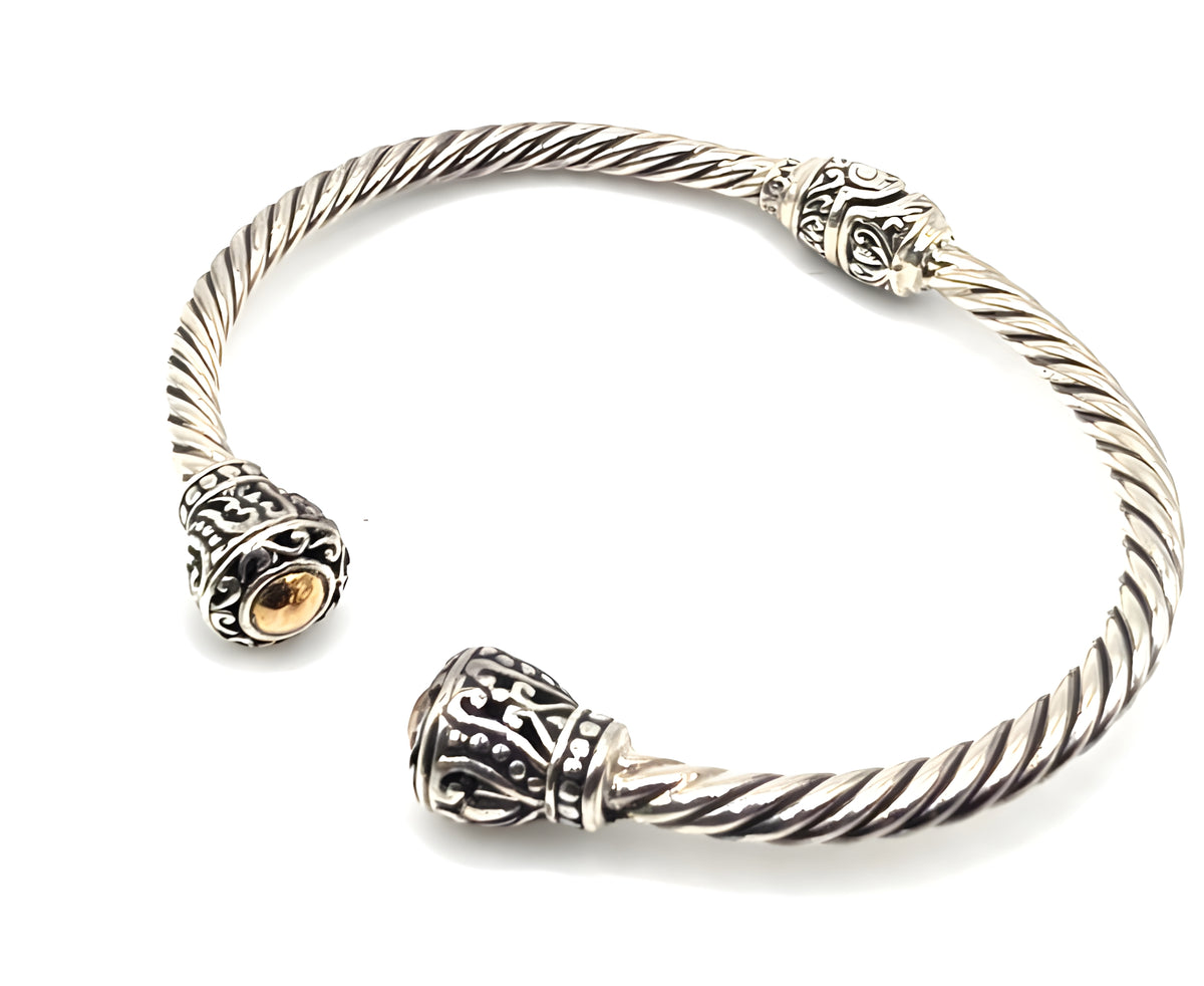 Sterling Silver & Gold Accent Cable Cuff Bracelet