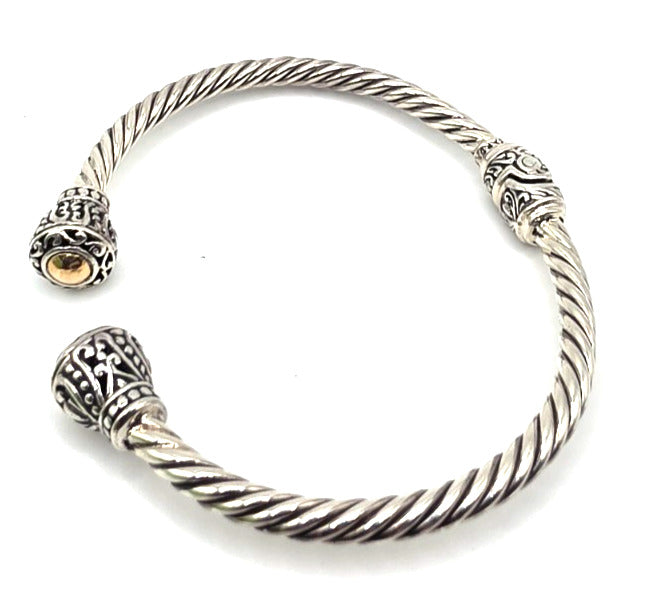 Sterling Silver & Gold Accent Cable Cuff Bracelet