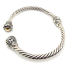 Sterling Silver & Gold Accent Cable Cuff Bracelet