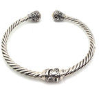 Sterling Silver & Gold Accent Cable Cuff Bracelet