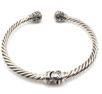 Sterling Silver & Gold Accent Cable Cuff Bracelet