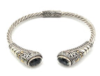 Designer 925 Sterling Silver 18K Gold Green Gemstone Cuff Bracelet