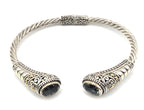 Designer 925 Sterling Silver 18K Gold Green Gemstone Cuff Bracelet