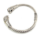 Designer 925 Sterling Silver 18K Gold Green Gemstone Cuff Bracelet