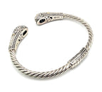 Designer 925 Sterling Silver 18K Gold Green Gemstone Cuff Bracelet
