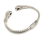 Designer 925 Sterling Silver 18K Gold Green Gemstone Cuff Bracelet