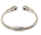 Designer 925 Sterling Silver 18K Gold Green Gemstone Cuff Bracelet