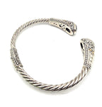 Designer 925 Sterling Silver 18K Gold Green Gemstone Cuff Bracelet