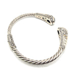 Designer 925 Sterling Silver 18K Gold Green Gemstone Cuff Bracelet