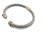 Designer Sterling Silver & 18K Gold Gemstone Cable Cuff Bracelet