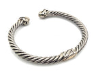 Designer Sterling Silver & 18K Gold Gemstone Cable Cuff Bracelet