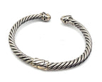 Designer Sterling Silver & 18K Gold Gemstone Cable Cuff Bracelet