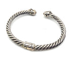 Designer Sterling Silver & 18K Gold Gemstone Cable Cuff Bracelet