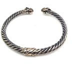 Designer Sterling Silver & 18K Gold Gemstone Cable Cuff Bracelet