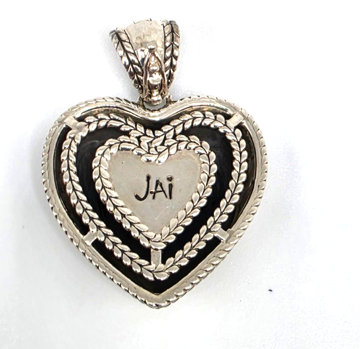 NWOT JAI Sterling Silver 925 Heart Enhancer Pendant Hinged Bail