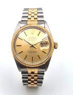 Rolex Datejust 16013 Men's Two Tone 18K Gold Steel Champagne Dial Jubilee
