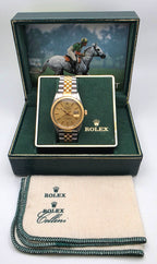 Rolex Datejust 16013 Men's Two Tone 18K Gold Steel Champagne Dial Jubilee