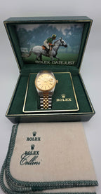 Rolex Datejust 16013 Men's Two Tone 18K Gold Steel Champagne Dial Jubilee