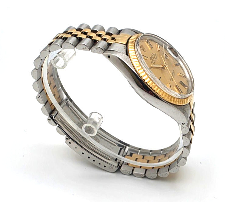 Rolex Datejust 16013 Men's Two Tone 18K Gold Steel Champagne Dial Jubilee