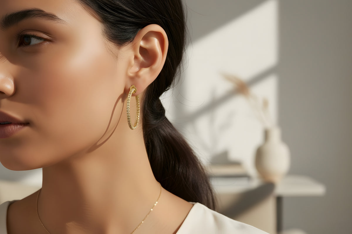 Roberto Coin 18K Yellow Gold Perfect Diamond Hoop Earrings 1226VI