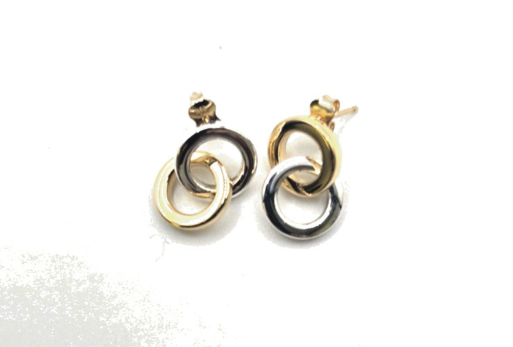 Tiffany & Co. 18K Yellow White Gold Interlocking Circle Drop Stud Earrings