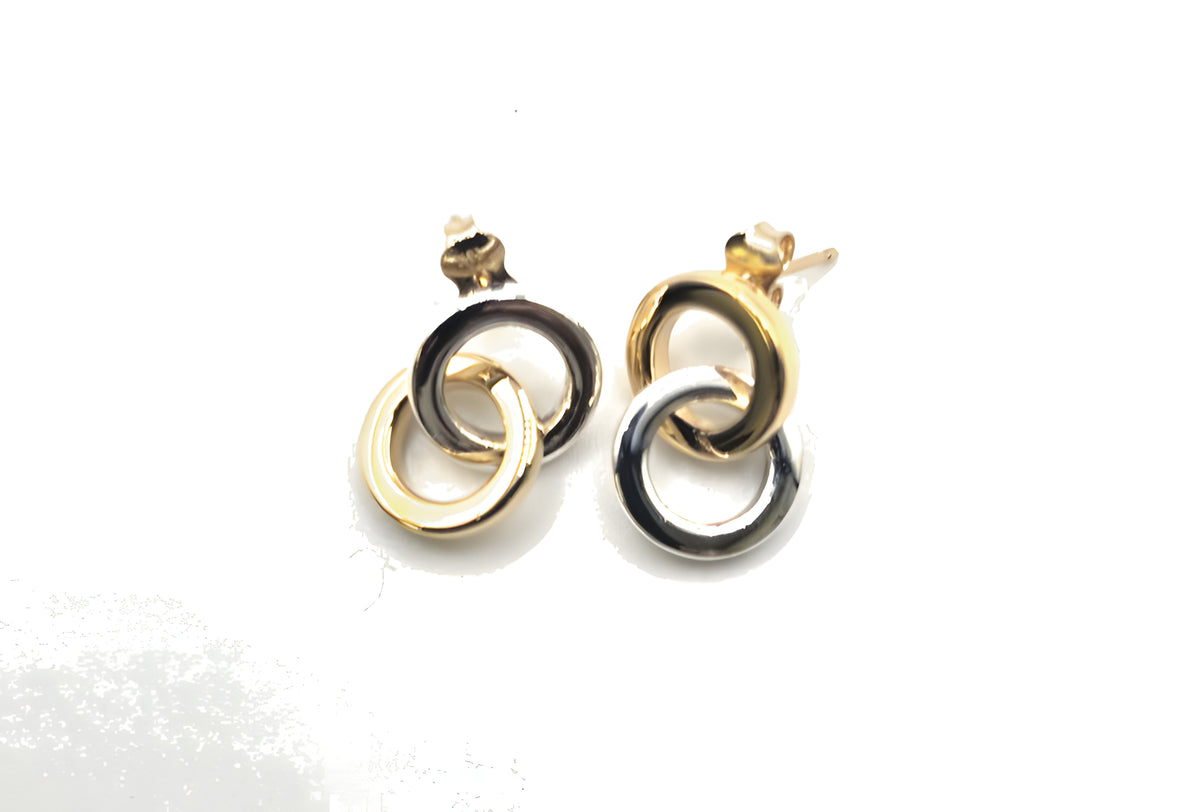 Tiffany & Co. 18K Yellow White Gold Interlocking Circle Drop Stud Earrings